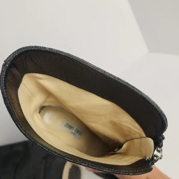 Jimmy Choo Women's Distressed Front Zip Black Leather Boots Size 37.5 (6.5-7) - Picture 12 of 14